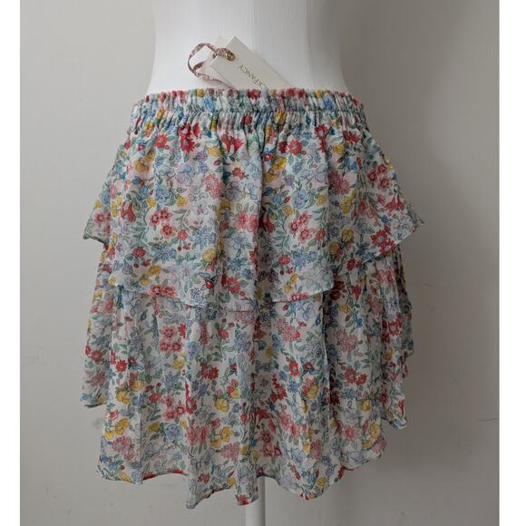 NWT Loveshackfancy Ruffle Mini Skirt - Ibiza Blue - Picture 5 of 14